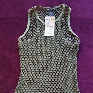 BEBE  Olive Mesh/Fishnet Tank
