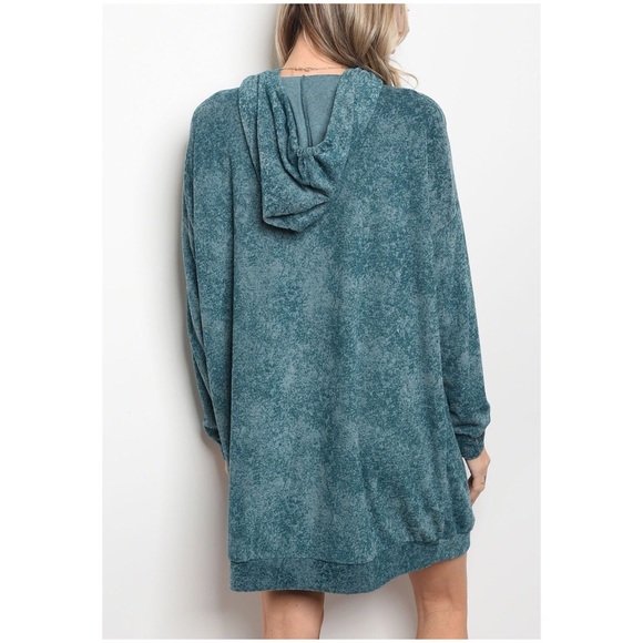 Teal Hoodie Sweater Dress - Picture 3 of 3