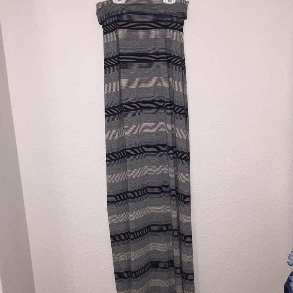 Blue and white stripped maxi dress