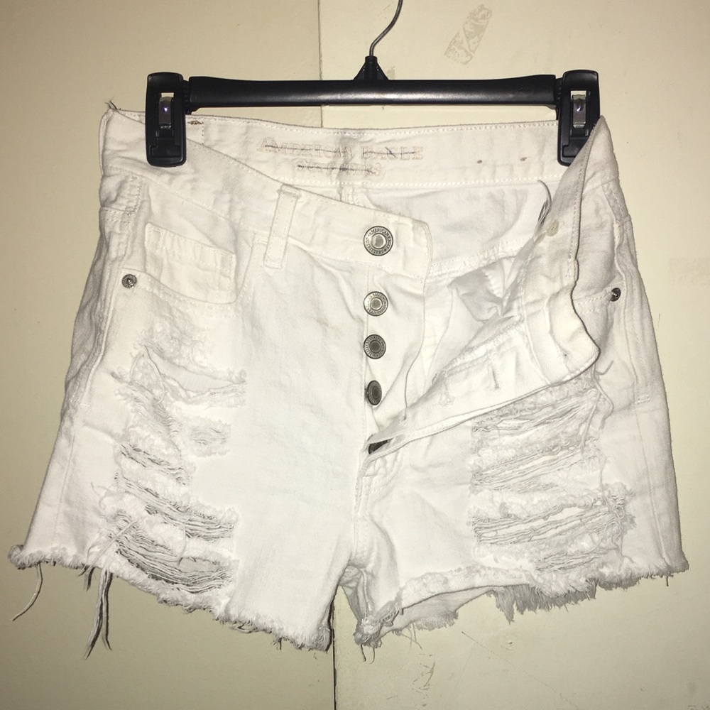 White high waisted ripped shorts