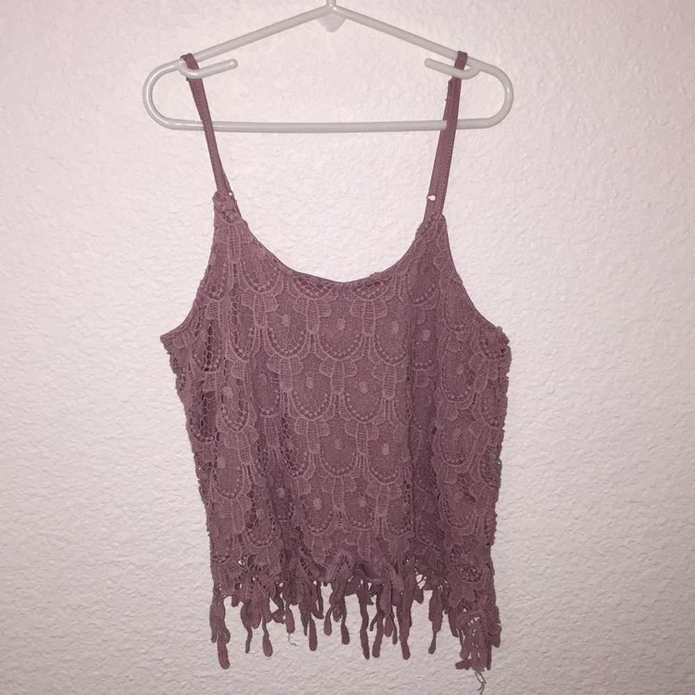 Lacey mauve tank top