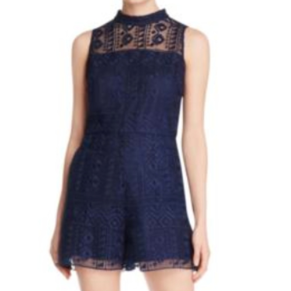 NWT Parker Dori Navy Lace Sleeveless Romper Sz S