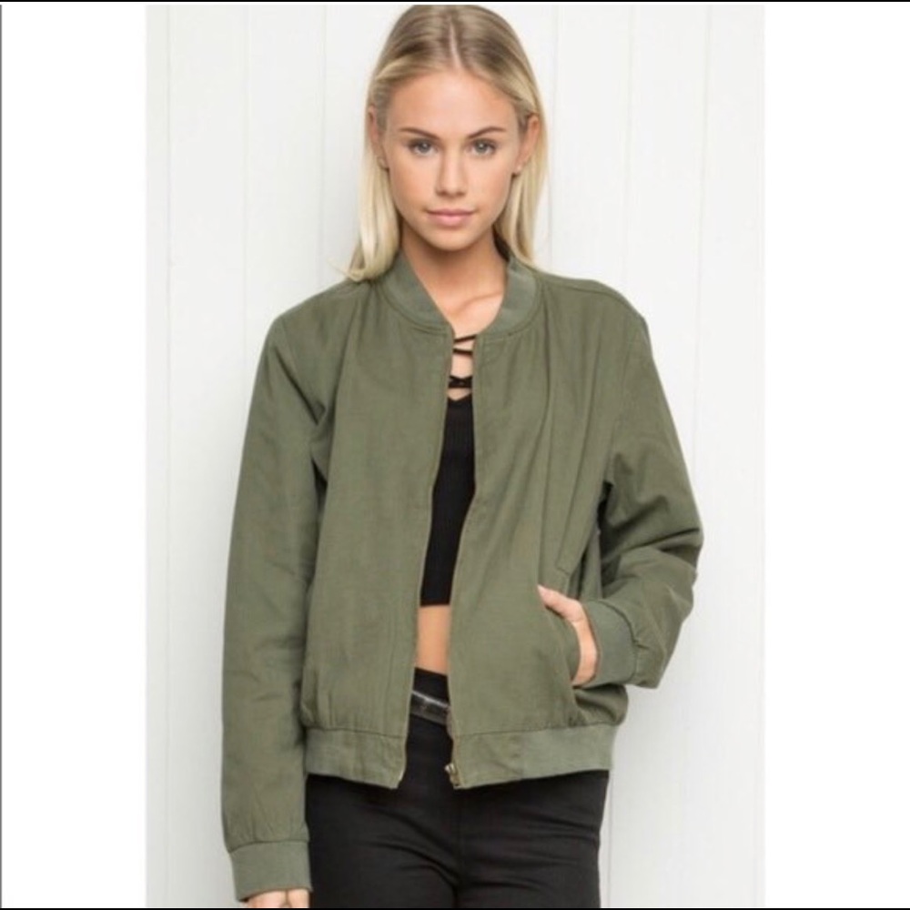 Army green bomber jacket