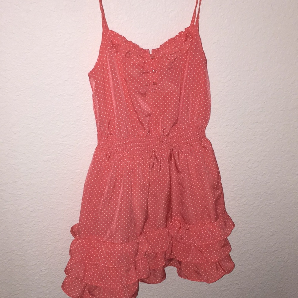 Cute pink polka dot ruffle dress
