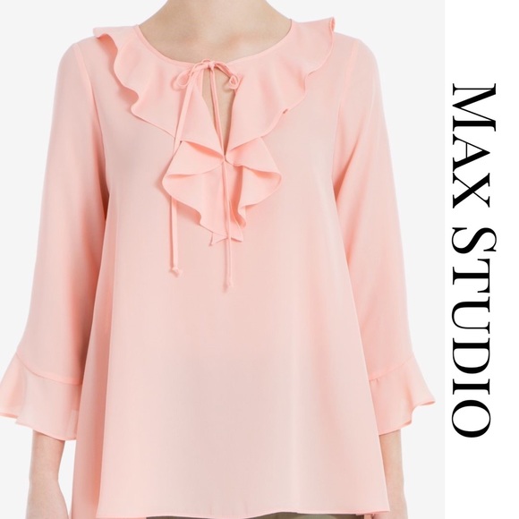 Max Studio Tops - Max Studio London Ruffles 3/4 Sleeve Blouse Small