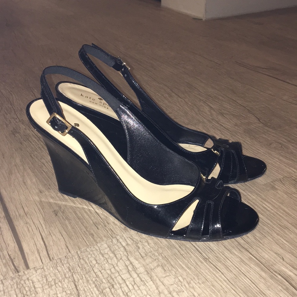 kate spade - Black Glossy Finish - Low Wedge