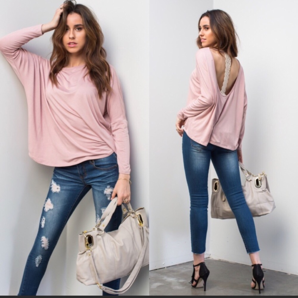 LAST ONE- 2X!!! Dusty Pink Top with Open Back