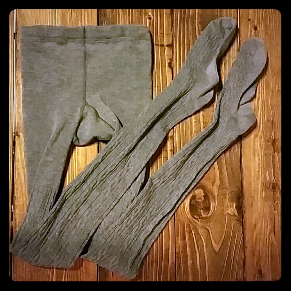 Dark grey cable knit tights