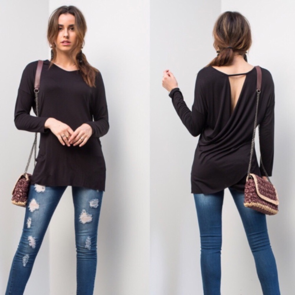 LAST ONE-SMALL!! Silky Soft Top with Open Back