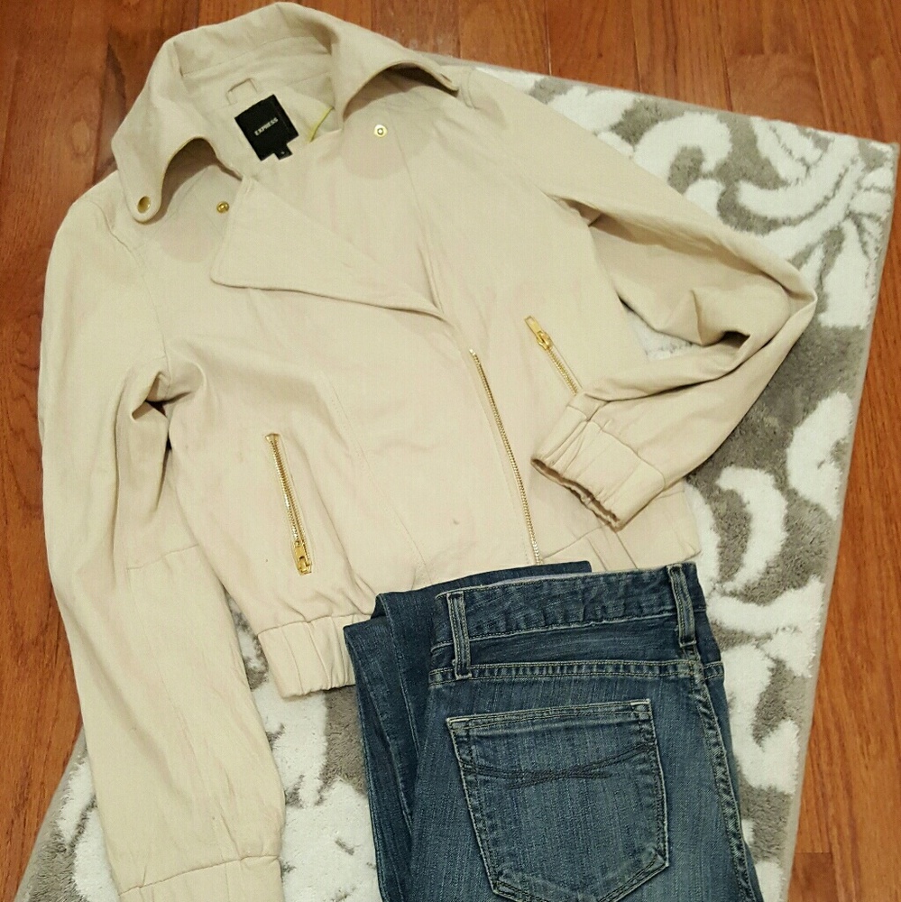 Soft leather Express jacket with gold hardware