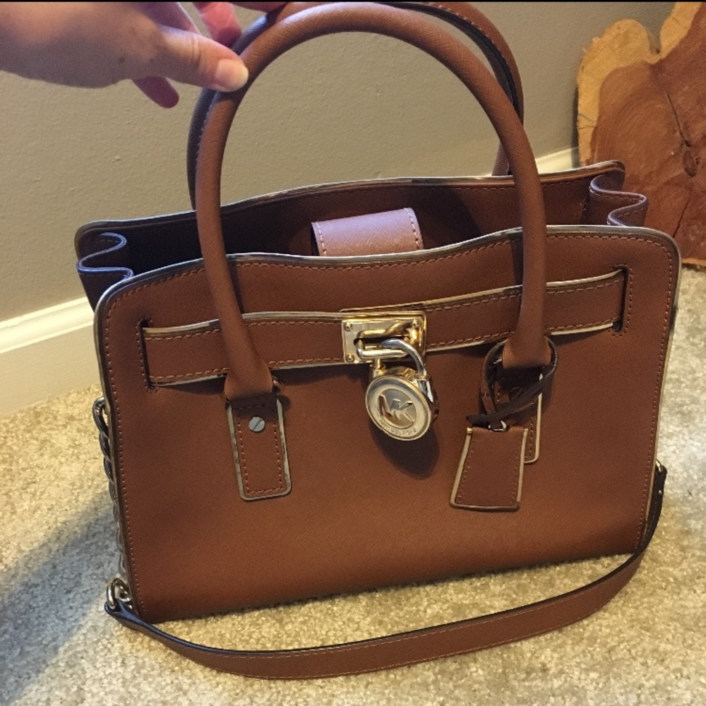 Brown Michael Kors purse with chain side strap