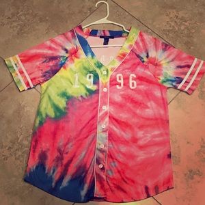 Tie dye baseball jersey
