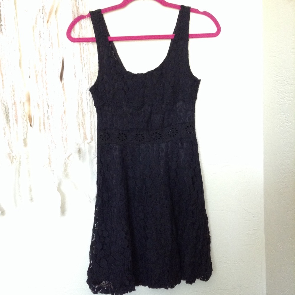 ANGL Black Lace Skater Dress