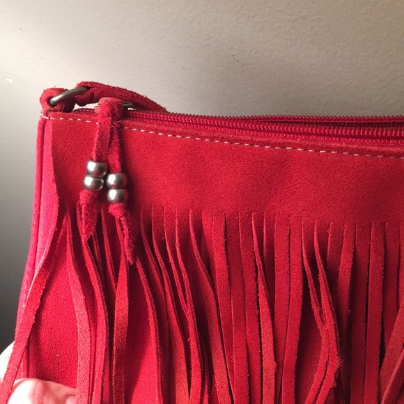 red fringe purse