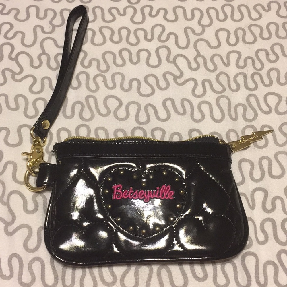 Black Pleather Betseyville Wristlet