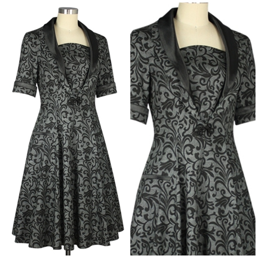 Goth Pin Up Pocket Swing Dress - Picture 2 of 4