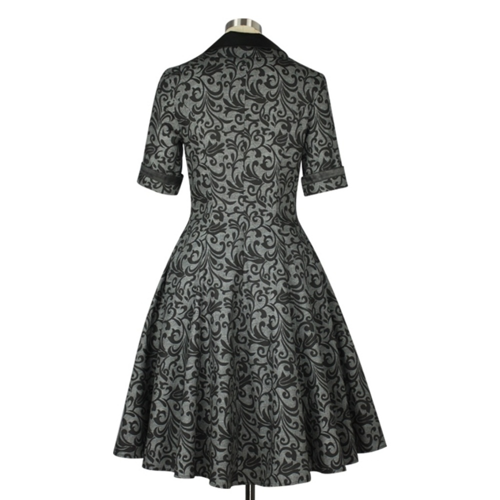Goth Pin Up Pocket Swing Dress - Picture 3 of 4