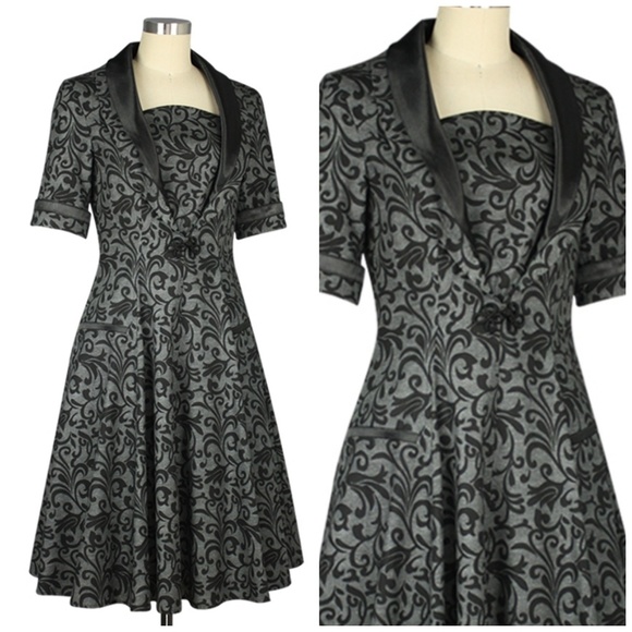 Goth Pin Up Pocket Swing Dress - Picture 2 of 4