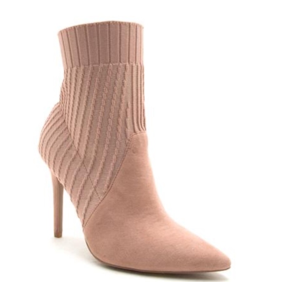 LUST WORTHY FLY KNIT BOOT HEEL BLUSH - Picture 2 of 6