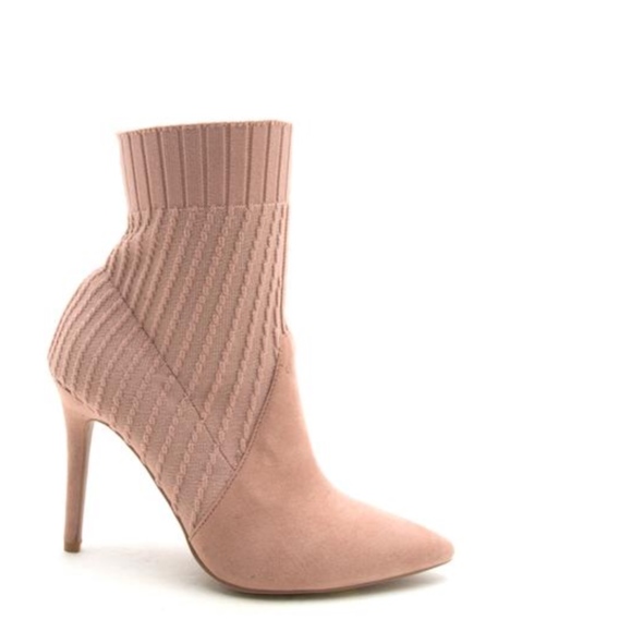 LUST WORTHY FLY KNIT BOOT HEEL BLUSH - Picture 6 of 6