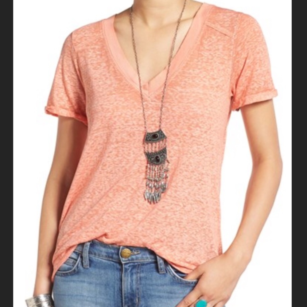 Raw Edge V Neck Tee
