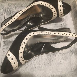 BCBG Heels with elasticized sling-back straps.