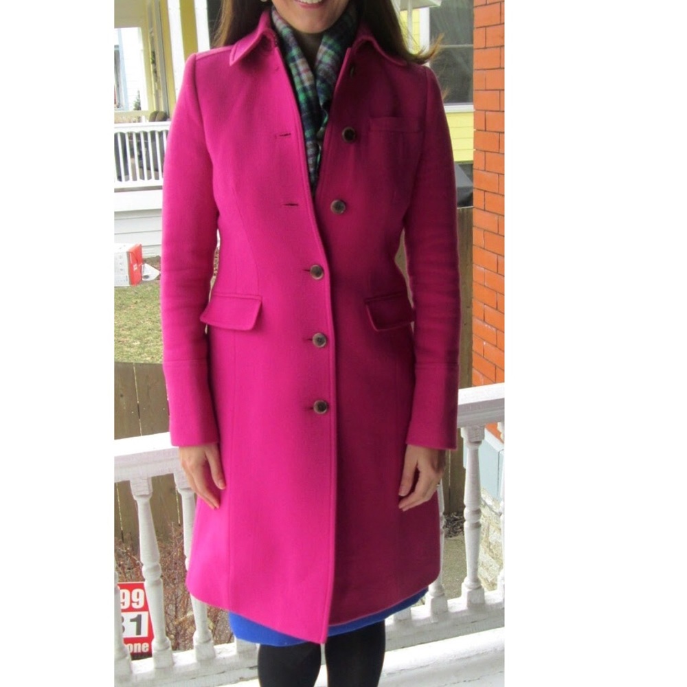 EUC sz 8 Petite JCrew metro berry pink winter coat