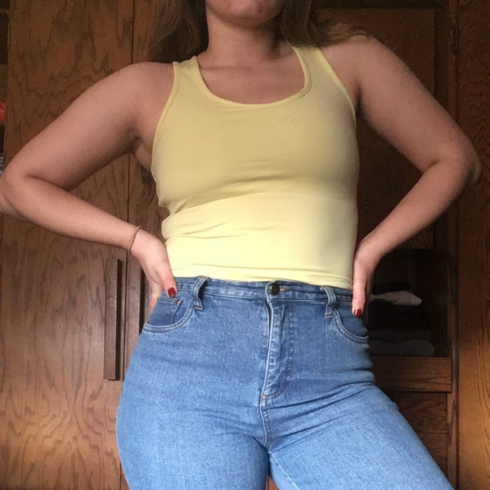 Reebok yellow workout crop top