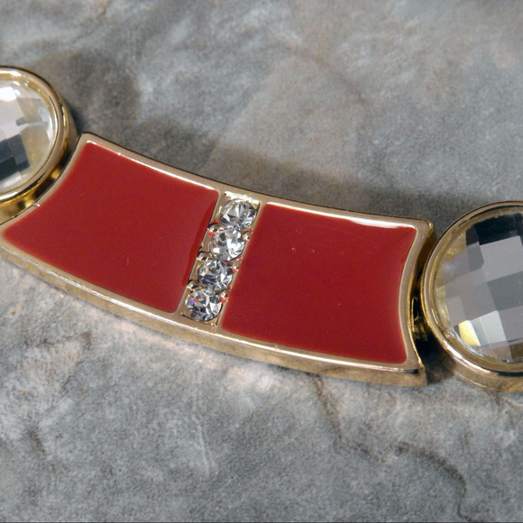 NWOT Gold red and crystal statement neck LTDN35nc - Picture 2 of 7