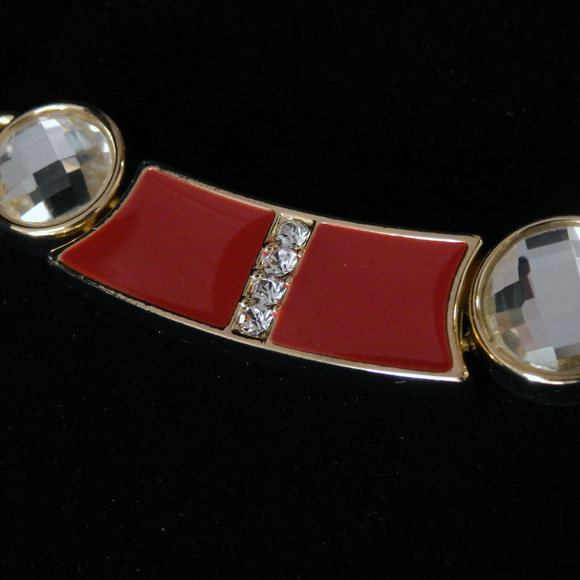 NWOT Gold red and crystal statement neck LTDN35nc - Picture 4 of 7