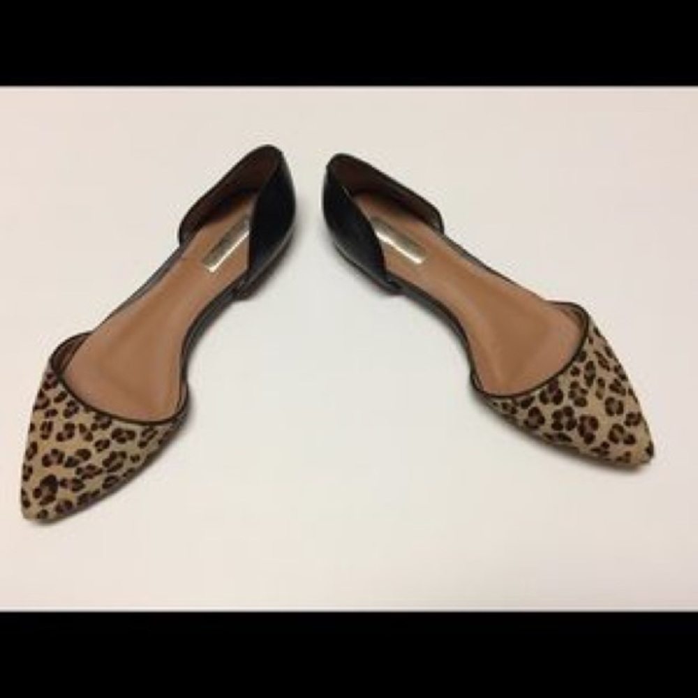Halogen Black Leopard D'orsay Flats sz 7.5
