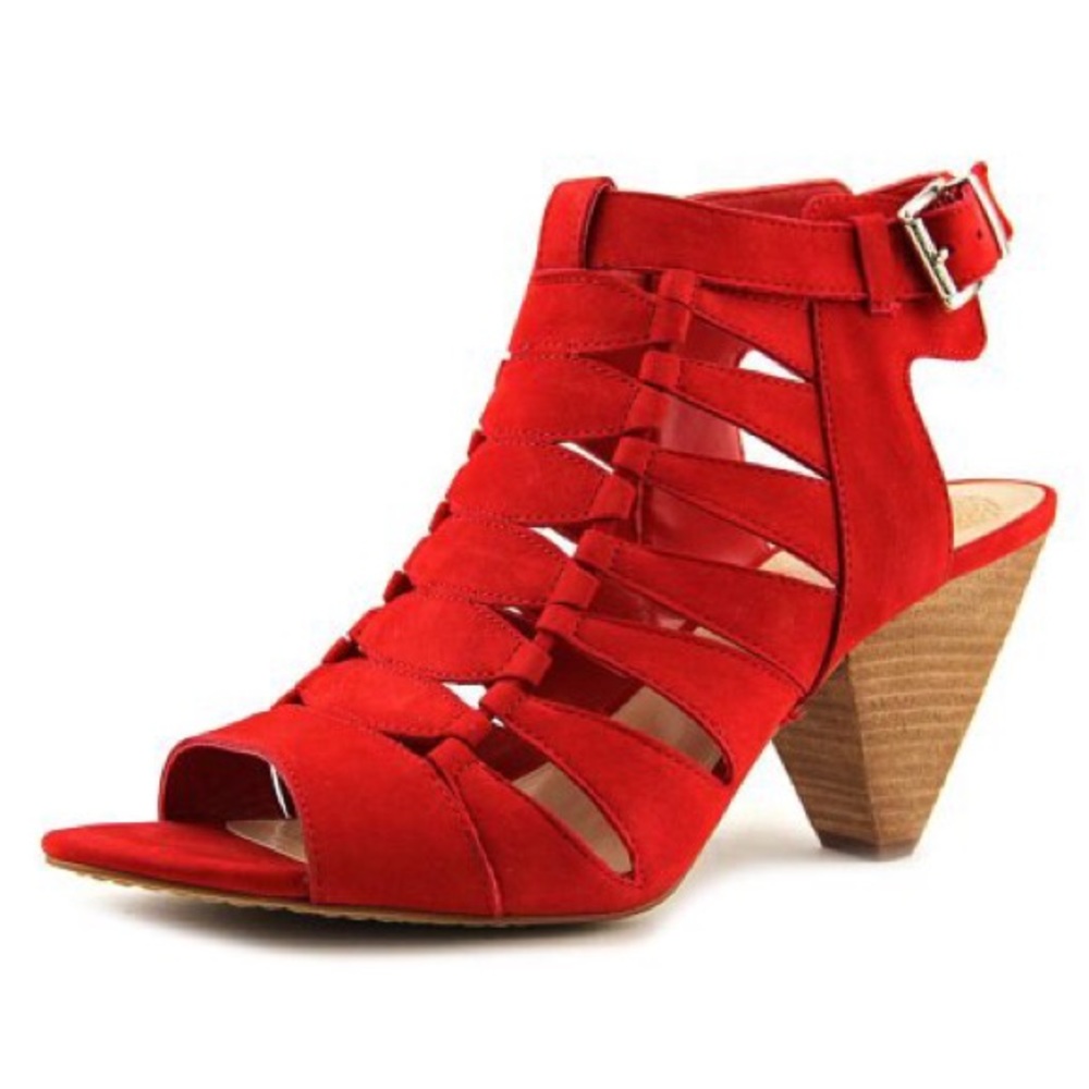 Vince Camuto Elika Cone Heel Red Flame Suede