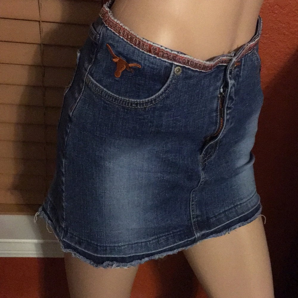 🇺🇸4/$50 Texas Longhorns Jean skirt fray hem