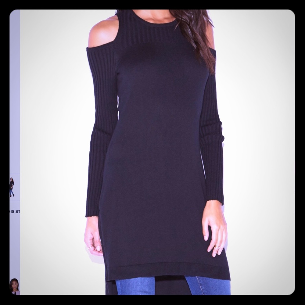 Cold shoulder sweater tunic sweater dress