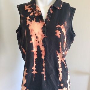 diy bleach tie dyed black vest