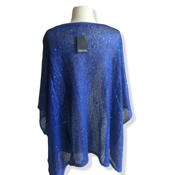Flowy cobalt blue sequin open weave top NWT - Picture 3 of 4