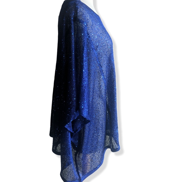 Flowy cobalt blue sequin open weave top NWT - Picture 2 of 4