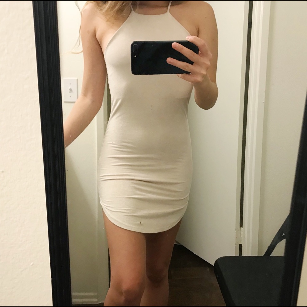 Cream/Off-white High neck Bodycon Dress!