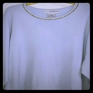 NWOT Beaded Collar Lt Blue 3/4 Sleeve Sweater
