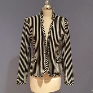 Zara Black White Stripped Velvet Blazer Size M