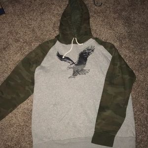 Men’s long sleeve pullover hoodie.