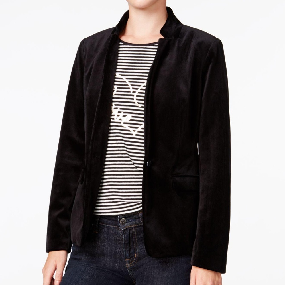 Maison Jules Velvet One-Button Blazer