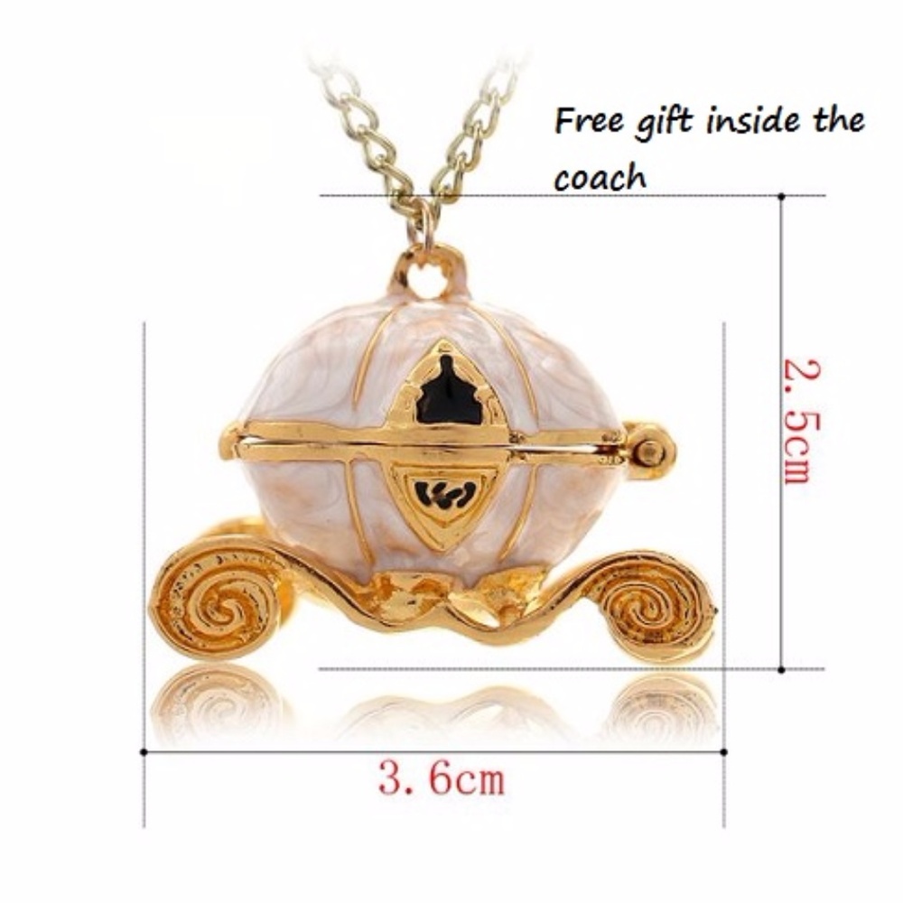 Pumpkin Coach Gold Plated Treasure Box Necklace - Picture 4 of 8