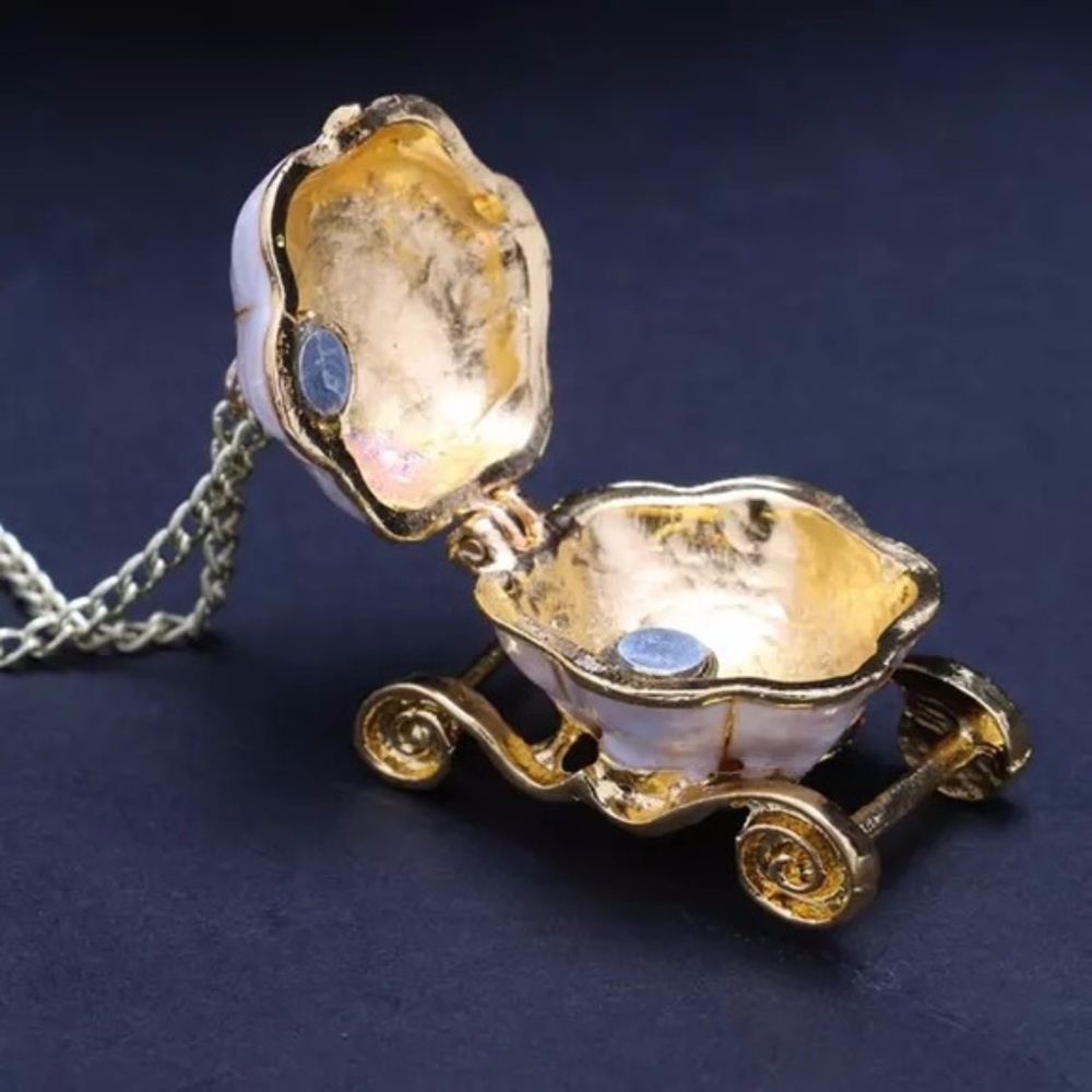 Pumpkin Coach Gold Plated Treasure Box Necklace - Picture 3 of 8