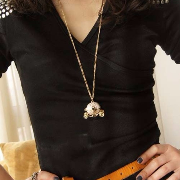 Pumpkin Coach Gold Plated Treasure Box Necklace - Picture 8 of 8