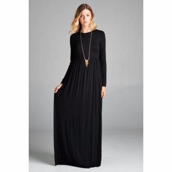 Long sleeve flowy high waist maxi dress - Picture 4 of 4