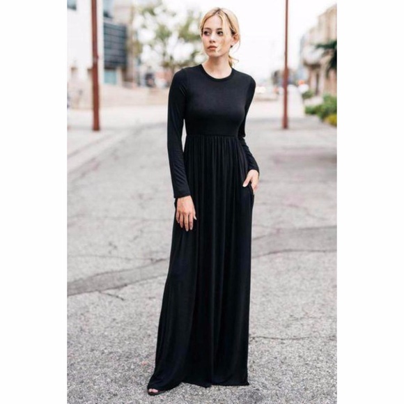 Long sleeve flowy high waist maxi dress - Picture 2 of 4