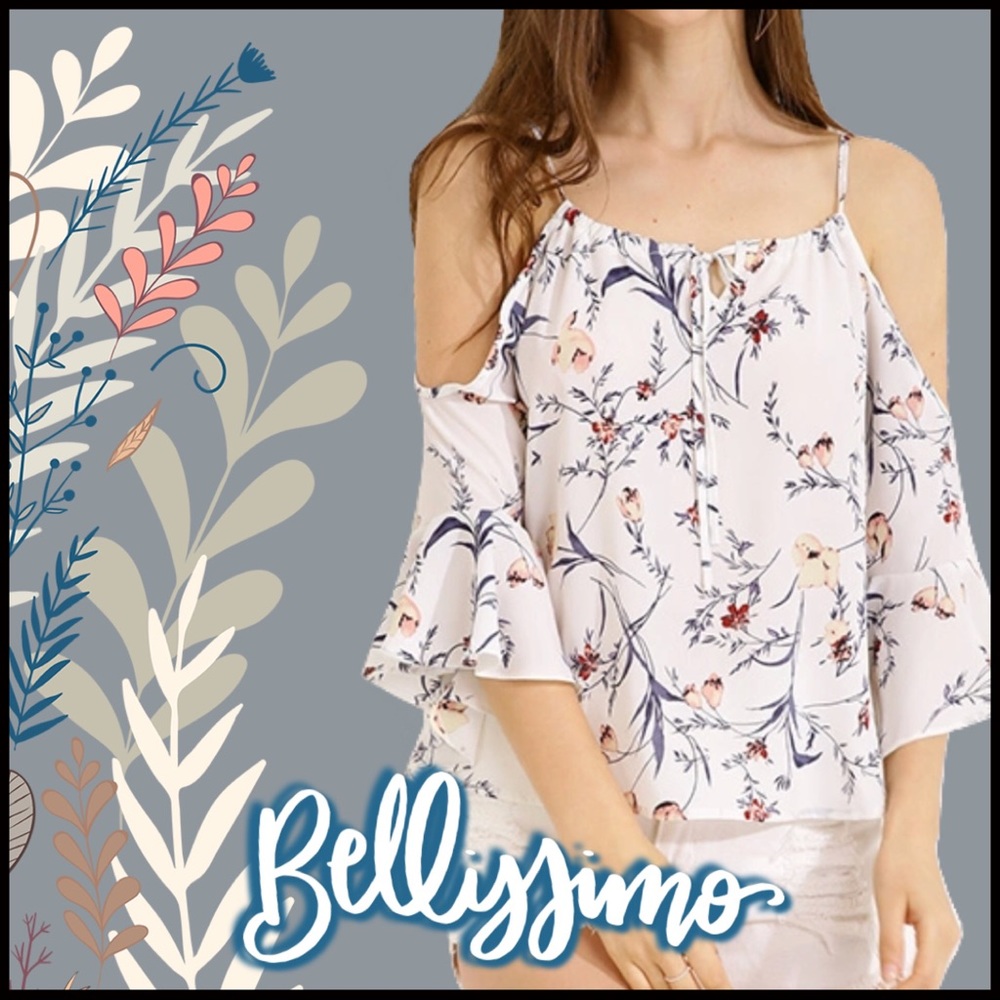 Flouncy Floral Cold Shoulder Top - Picture 1 of 1