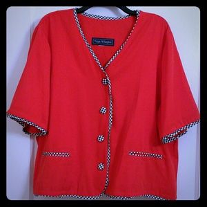 Red with B/W Checkered Details Vintage Top