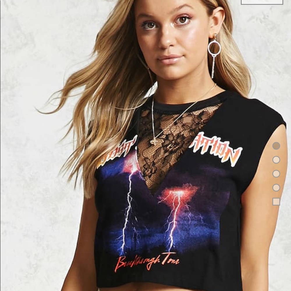 Lace panel band crop top